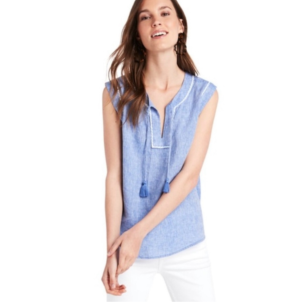 Vineyard Vines Marled‎ Linen Popover Sleeveless Top